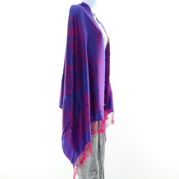 Pashmina 100% Cashmere Wrap β’ Reversable β’ Pink Purple β’ 74x28 - Picture 4 of 13